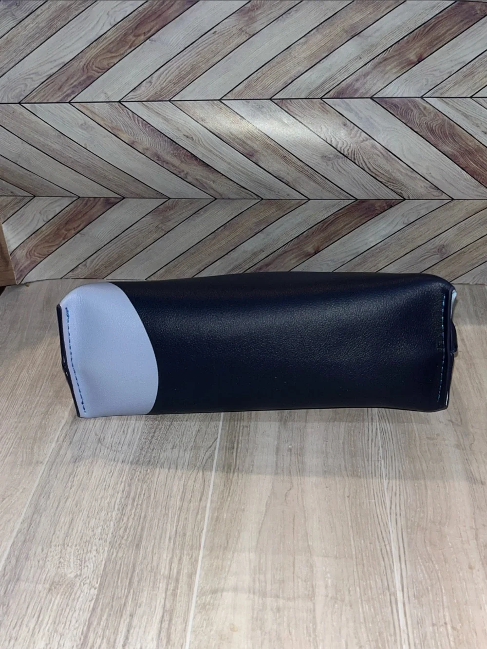 La Mer ombré Blue faux Leather Cosmetic makeup bag pouch